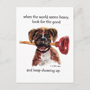 Carte Postale aquarelle peinture de Boxer + Paradis, incendie CA