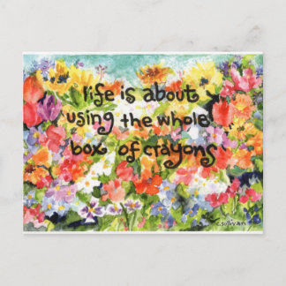 Carte Postale aquarelle peinture fleurs de bré + expression opti