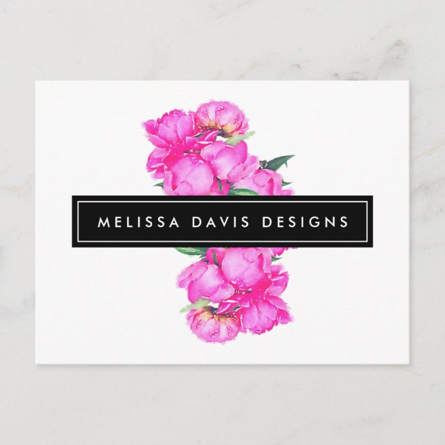 Carte Postale Aquarelle Peonies Bunch Floral Designer (Devant)