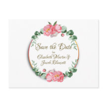Aquarelle Pink Peonies Floral Enregistrer la date