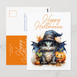 Carte Postale Aquarelle pour enfants mignonne Dragon Bébé Hallow