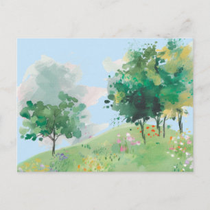 Carte Postale Aquarelle Printemps Dessinée à la main