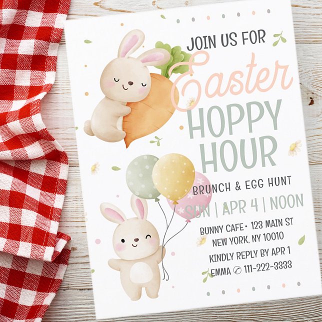 Carte Postale Aquarelle Rabbit de Pâques Hausse Heure Hoppy Chas (Créateur téléchargé)