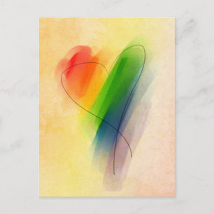 Carte Postale Aquarelle Rainbow Heart