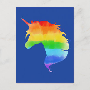 Carte Postale Aquarelle Rainbow Unicorn