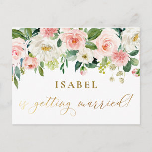Carte Postale Aquarelle rose Fête des mariées de calligraphie fl