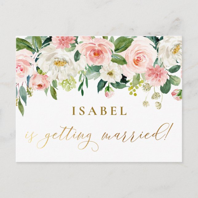Carte Postale Aquarelle rose Fête des mariées de calligraphie fl (Devant)