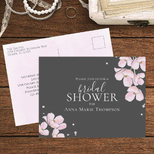 Carte Postale Aquarelle rose Floral Jolie Fleurs de cerisiers