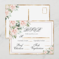 Aquarelle rose Floral Or Elegant RSVP