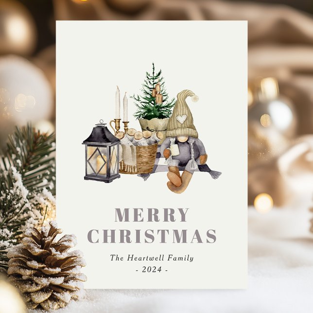 Carte postale Aquarelle Rustique Hygge Gnome (Créateur téléchargé)