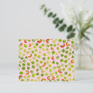 Carte Postale Aquarelle Shamrock & Rainbows Irish St Patty's