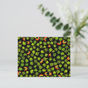 Carte Postale Aquarelle Shamrock & Rainbows Irish St Patty's