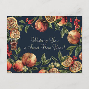 Carte Postale Aquarelle Shana Tova - bleu et jaune