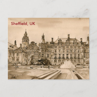 Carte postale - Aquarelle - Sheffield, Royaume-Uni