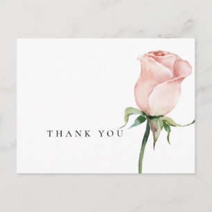 Carte Postale Aquarelle simple rose roses Merci funéraire