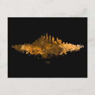 Carte Postale Aquarelle Skyline de Chicago en orange