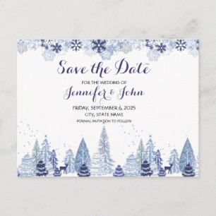 Carte Postale Aquarelle Snowflakes Mariage d'hiver Enregistrer l