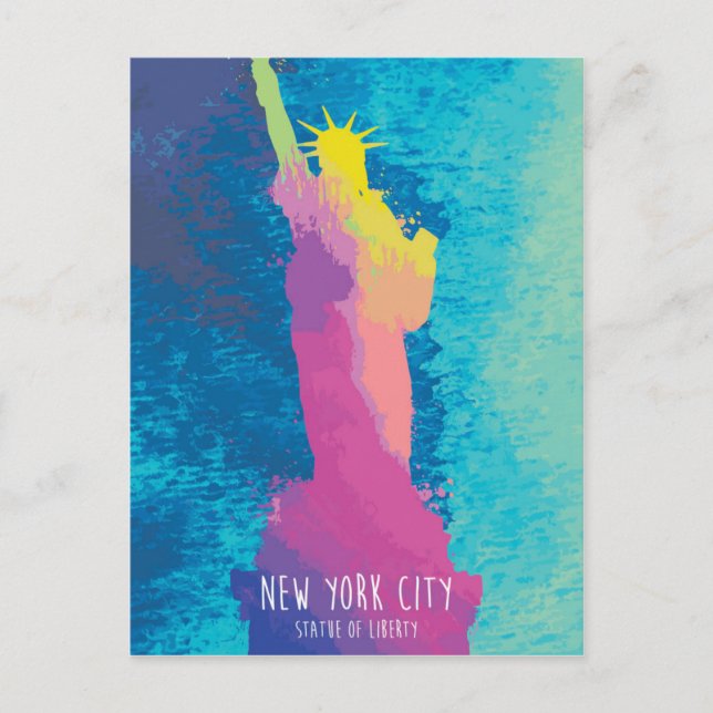 Carte Postale Aquarelle Statue de la Liberté (Devant)