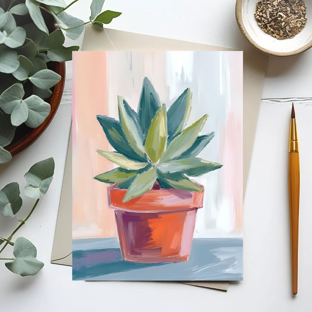 Carte Postale Aquarelle Succulente de la plante domestique Botan (Créateur téléchargé)