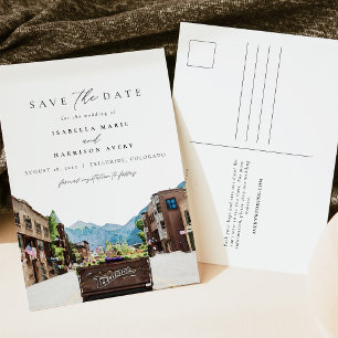 Carte Postale Aquarelle Telluride Colorado Montagne Station de s