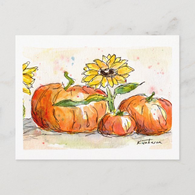 Carte postale Aquarelle Temps De Récolte (Devant)