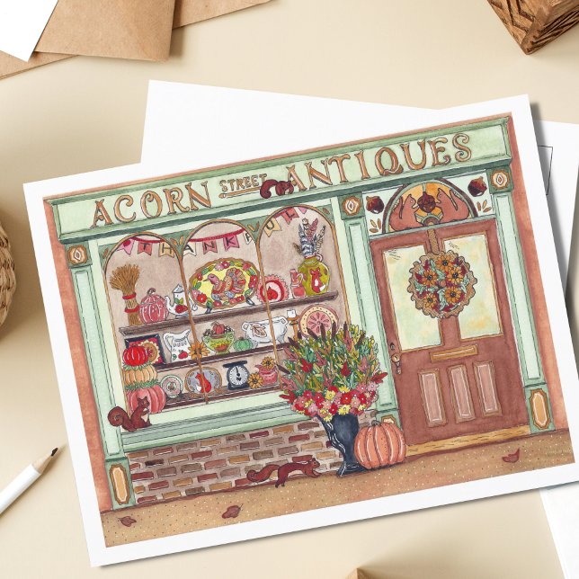 Carte Postale Aquarelle Thanksgiving Antique Shop (Créateur téléchargé)