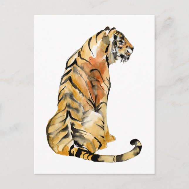 Carte Postale Aquarelle Tiger assis (Devant)