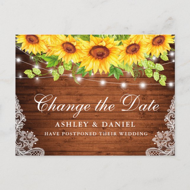 Carte Postale Aquarelle Tournesol Floral Bois Changer La Date (Devant)