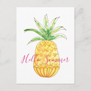 Carte Postale Aquarelle tropicale d'ananas été
