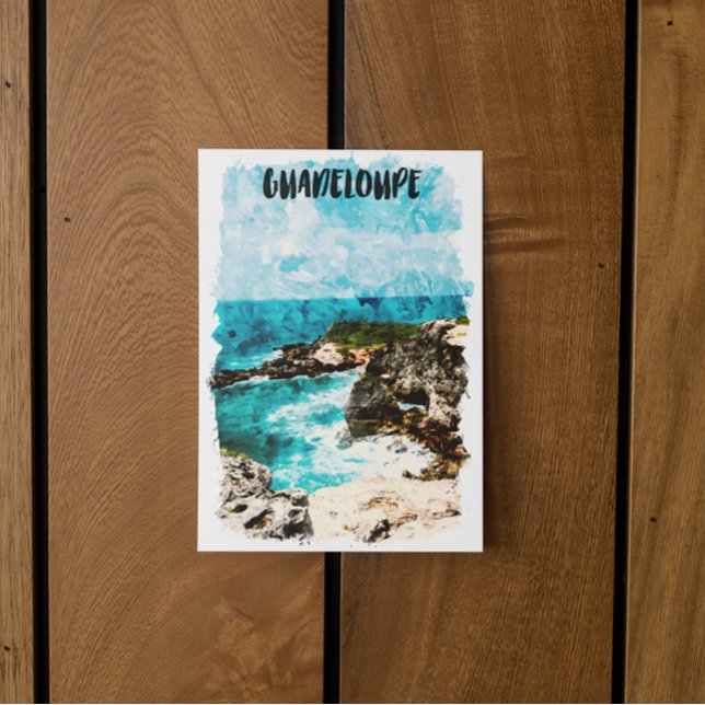 Carte Postale Aquarelle tropicale Guadeloupe Caraïbes (Tropical Guadeloupe Caribbean Island Watercolor Postcard)