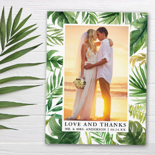 Carte Postale Aquarelle Tropicalité Amour Merci Mariage