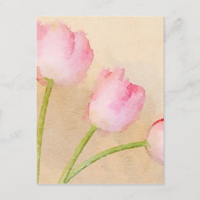 Carte Postale Aquarelle Tulip peinture à la fleur (Devant)