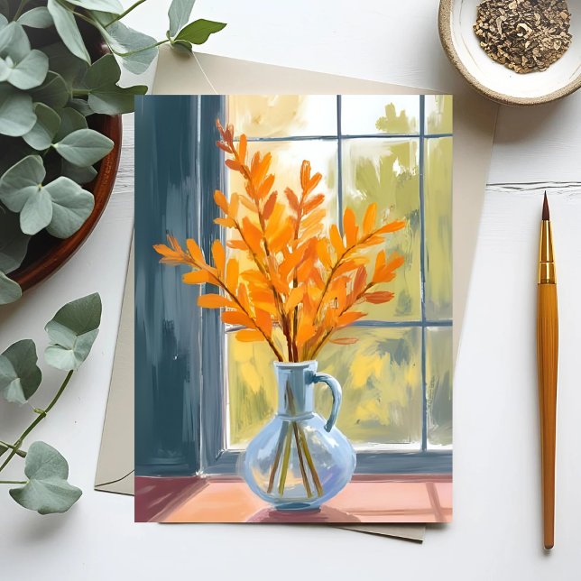 Carte Postale Aquarelle Vase Fleur Automne (Créateur téléchargé)