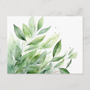 Carte Postale Aquarelle Verdure Feuille Elégante Botanique