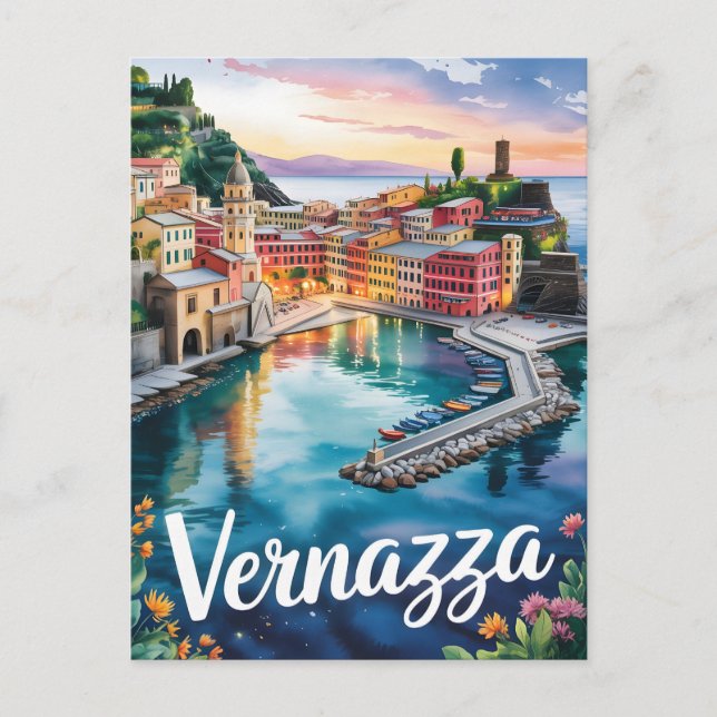 Carte Postale Aquarelle Vernazza (Devant)