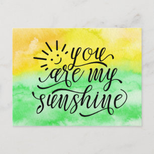 Carte Postale Aquarelle verte Jaune Vous Êtes Mon Soleil