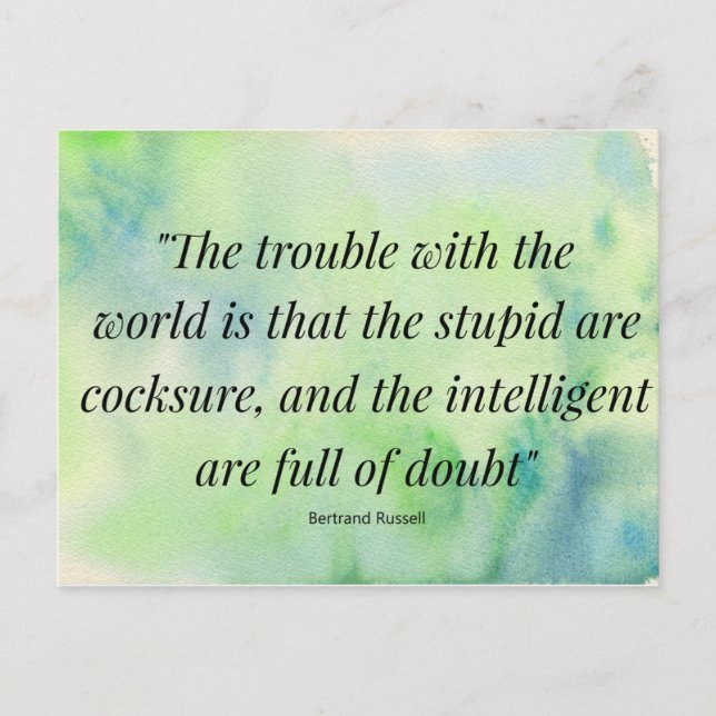 Carte Postale Aquarelle Vie Citation Intelligence de la Stupidit (Devant)
