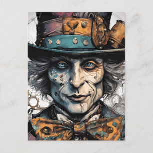 Carte Postale Aquarelle Vieux Homme Steampunk