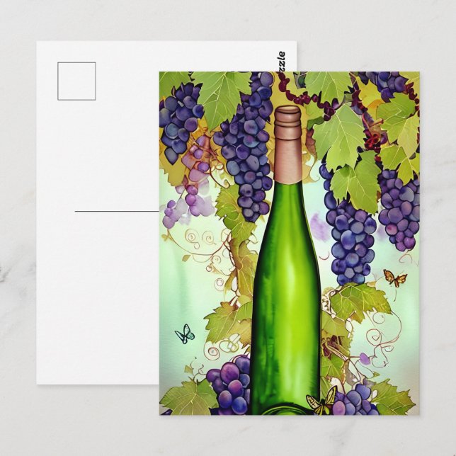 Carte Postale Aquarelle Vin Art (Devant / Derrière)