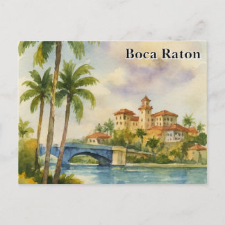 Carte Postale Aquarelle vintage du Boca Raton Pittoresque FL