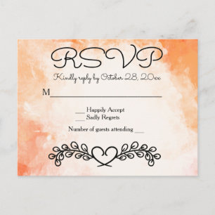 Carte Postale Aquarelle vintage Orange Mariage Coeur Floral