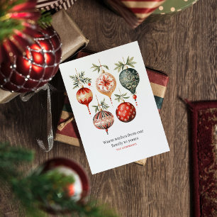 Carte Postale Aquarelle vintage Ornements de Noël