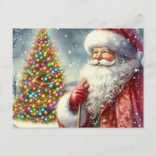 Carte Postale Aquarelle vintage Santa Claus