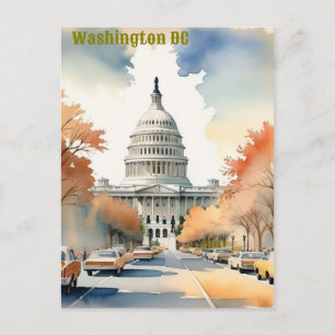 Carte Postale Aquarelle Vintage Washington DC