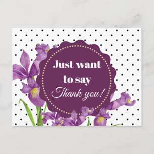 Carte Postale Aquarelle violet Iris Botanique Floral Art