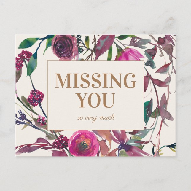 Carte Postale Aquarelle violette or floral vous manque (Devant)