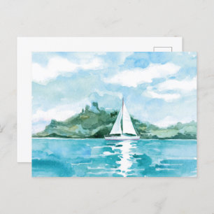 Carte Postale Aquarelle Voile Nature Paysage
