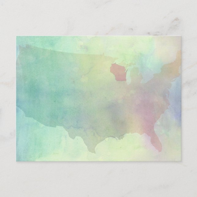 Carte Postale Aquarelle Wisconsin (Devant)