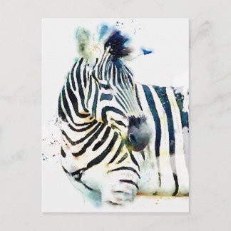 Carte Postale Aquarelle Zebra