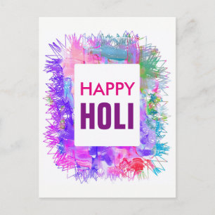 Carte Postale Aquarelles violettes modernes Happy Holi